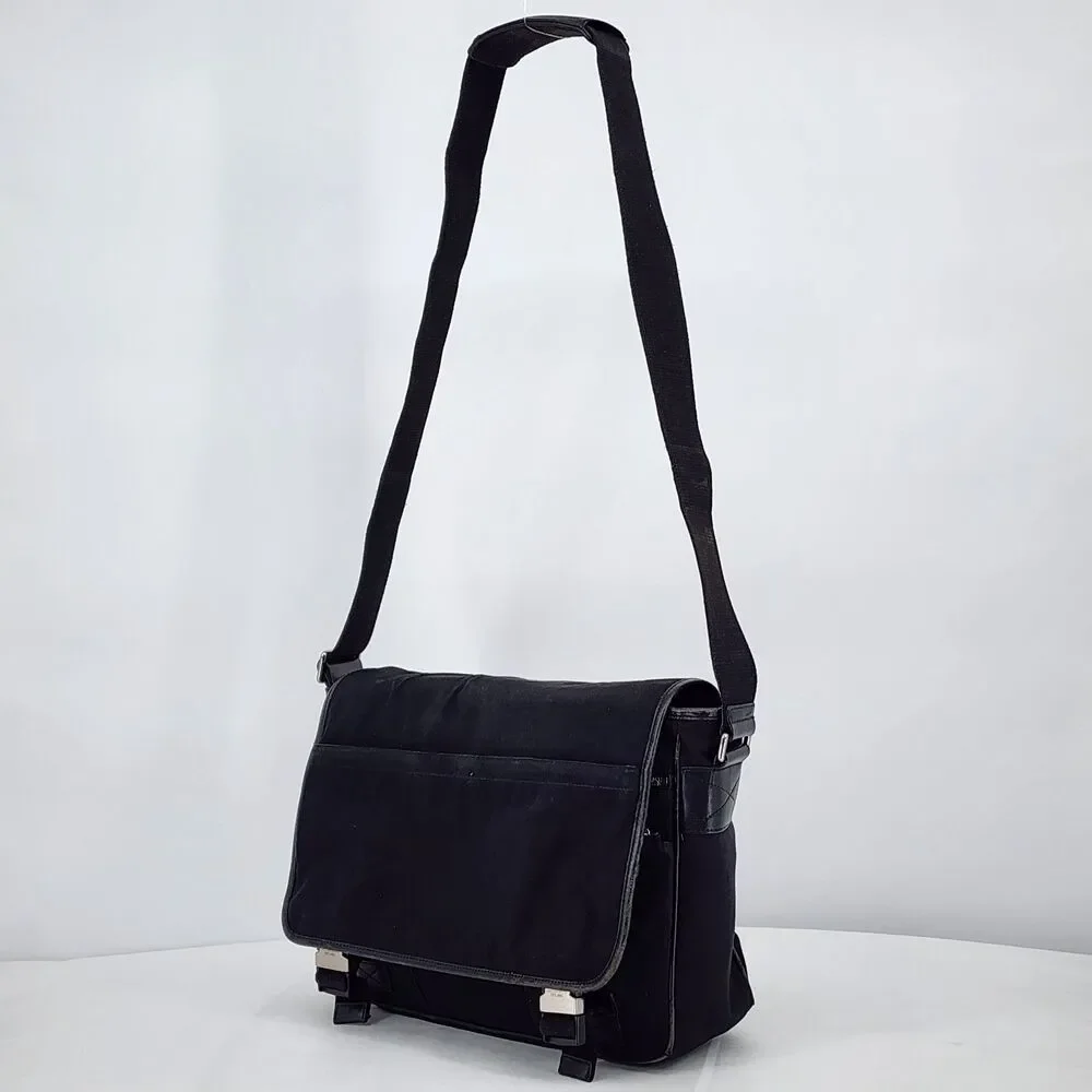 Coach RARE Vintage Leather Trim Buckle Black Messenger Bag Unisex